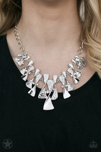 Paparazzi "The Sands of Time" Silver BLOCKBUSTER Necklace & Earring Set Paparazzi Jewelry