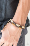 Paparazzi "Trail Warrior" Brown & White Cord Leather Urban Bracelet Unisex Paparazzi Jewelry