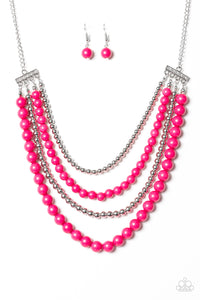 Paparazzi "A FOUR-ce To Be Reckoned With" Pink Necklace & Earring Set Paparazzi Jewelry