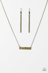 Paparazzi "I Am Brave" Brass Pendant Necklace & Earring Set Paparazzi Jewelry