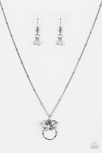 Paparazzi "Chic On Fleek" Multi Pink White Faux Silver Pearl Fringe Necklace & Earring Set Paparazzi Jewelry