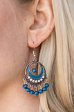 Paparazzi "Meet Me At Midnight" Blue Bead Ornate Silver Frame Earrings Paparazzi Jewelry