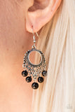 Paparazzi "Uncatchable"Black Pearly Bead Silver Filigree Earrings Paparazzi Jewelry