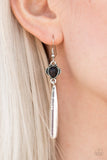 Paparazzi "Tropic Trek " Black Bead Silver Rod Earrings Paparazzi Jewelry