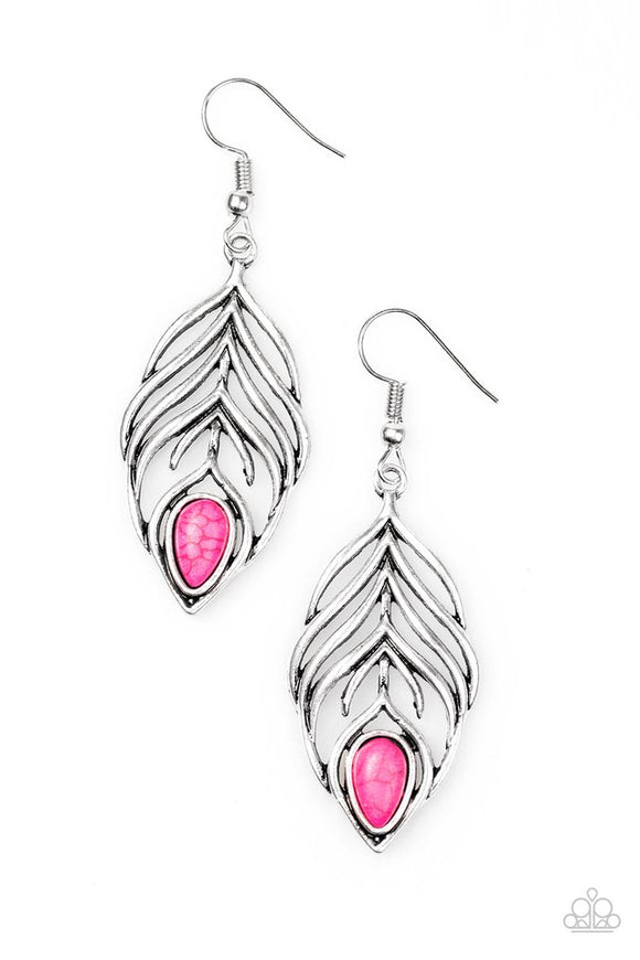 Paparazzi pink feather earrings Clearance
