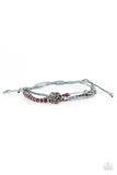 Paparazzi "GROW All Out" Purple Bead Gray Cord Floral Design Bracelet Paparazzi Jewelry