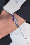Paparazzi "GROW All Out" Purple Bead Gray Cord Floral Design Bracelet Paparazzi Jewelry