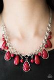 Paparazzi "This Side Of Malibu" Red Necklace & Earring Set Paparazzi Jewelry
