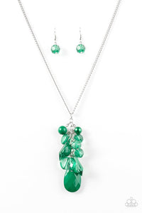 Paparazzi "Keepin it Colorful" Green Crystal Like Bead Silver Tone Necklace & Earring Set Paparazzi Jewelry