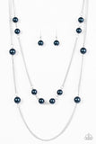 Paparazzi "My Main GLAM" Blue Faux Pearls Silver Tone Chain Necklace & Earring Set Paparazzi Jewelry