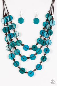 Paparazzi "Tiki Tango" Blue Necklace & Earring Set Paparazzi Jewelry