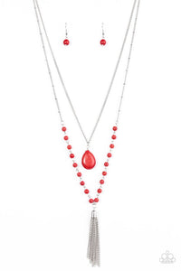 Paparazzi "Flintstone Flirt" Red Necklace & Earring Set Paparazzi Jewelry