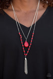 Paparazzi "Flintstone Flirt" Red Necklace & Earring Set Paparazzi Jewelry