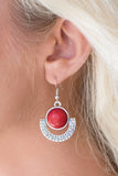 Paparazzi "Sunset Sailing" Red Stone SIlver Tribal Pattern Earrings Paparazzi Jewelry