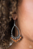 Paparazzi "Radiant Bursts" Orange Bead Teardrop Silver Tone Earrings Paparazzi Jewelry