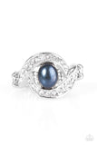 Paparazzi "CACHE Me If You Can" Blue Pearly Bead Rhinestone Silver Tone Ring Paparazzi Jewelry