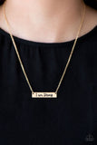 Paparazzi "Be Strong" Gold Plate Engraved Necklace & Earring Set Paparazzi Jewelry