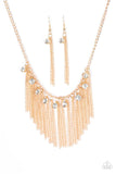 Paparazzi "In For The Long RUNWAY" Gold Necklace & Earring Set Paparazzi Jewelry
