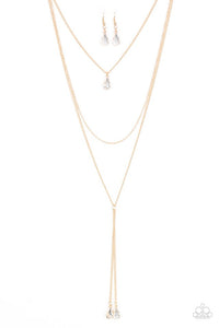 Paparazzi "Typhoon Shimmer" Gold Teardrop Pendant Necklace & Earring Set Paparazzi Jewelry