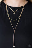 Paparazzi "Typhoon Shimmer" Gold Teardrop Pendant Necklace & Earring Set Paparazzi Jewelry