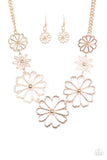 Paparazzi "Blooming With Beauty" Gold Silhouette Flower Necklace & Earring Set Paparazzi Jewelry