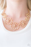 Paparazzi "Blooming With Beauty" Gold Silhouette Flower Necklace & Earring Set Paparazzi Jewelry