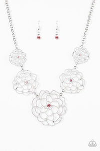 Paparazzi "Crowned Carnation" Pink Necklace & Earring Set Paparazzi Jewelry