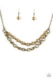 Paparazzi "Glam and Grind" Brass Necklace & Earring Set Paparazzi Jewelry