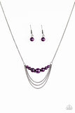Paparazzi "When POSH Comes To Shove" Purple Bead Gunmetal Black Necklace & Earring Set Paparazzi Jewelry