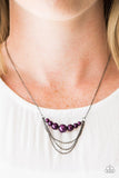 Paparazzi "When POSH Comes To Shove" Purple Bead Gunmetal Black Necklace & Earring Set Paparazzi Jewelry