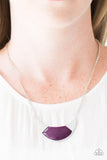 Paparazzi "Run With The Pack" Purple Stone Crescent Frame Silver Tone Necklace & Earring Set Paparazzi Jewelry
