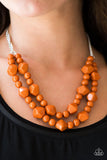 Paparazzi "Galapagos Glam" Orange Bead Silver Chain Necklace & Earring Set Paparazzi Jewelry