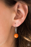 Paparazzi "Galapagos Glam" Orange Bead Silver Chain Necklace & Earring Set Paparazzi Jewelry
