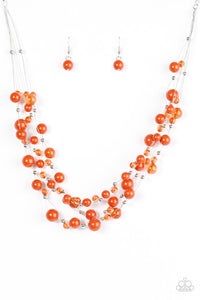 Paparazzi "Set The World On WIRE" Orange Necklace & Earring Set Paparazzi Jewelry