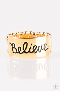 Paparazzi "Better Believe It" Gold BELIEVE Engraved Ring Paparazzi Jewelry