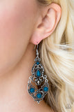 Paparazzi "Jungle Runway" Blue Bead Silver Filigree Earrings Paparazzi Jewelry