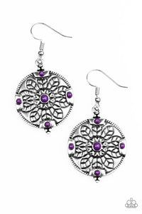 Paparazzi "Second Spring" Purple Bead Floral Pattern Earrings Paparazzi Jewelry