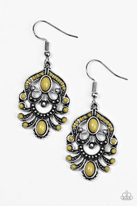 Paparazzi "Tropical Tropicana" Green Bead Silver Filigree Earrings Paparazzi Jewelry