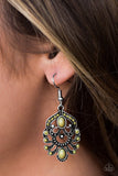 Paparazzi "Tropical Tropicana" Green Bead Silver Filigree Earrings Paparazzi Jewelry