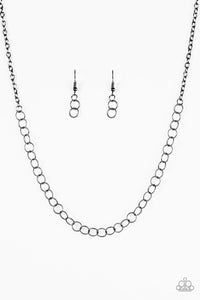 Paparazzi "Try On For Size" Black Gunmetal Link Necklace & Earring Set Paparazzi Jewelry