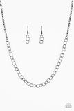 Paparazzi "Try On For Size" Black Gunmetal Link Necklace & Earring Set Paparazzi Jewelry