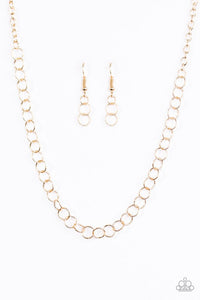 Paparazzi "Try On For Size" Gold Tone Link Necklace & Earring Set Paparazzi Jewelry