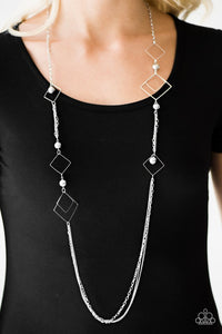 Paparazzi "A Fashionable Frame Of Mind" Silver Necklace & Earring Set Paparazzi Jewelry