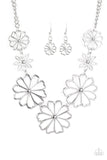 Paparazzi "Blooming With Beauty" Silver Necklace & Earring Set Paparazzi Jewelry