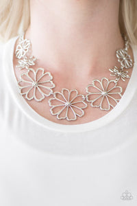 Paparazzi "Blooming With Beauty" Silver Necklace & Earring Set Paparazzi Jewelry