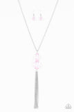 Paparazzi "Still Killin It" Pink Gems Pendant Silver Tone Necklace & Earring Set Paparazzi Jewelry