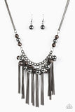 Paparazzi "Modern Mechanics" Black Necklace & Earring Set Paparazzi Jewelry