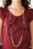 Paparazzi "Wonderfully Colorful" Black Beads Hoops Gold Tone Necklace & Earring Set Paparazzi Jewelry