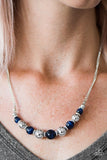 Paparazzi "Upper GLASS" Blue & Silver Bead Necklace & Earring Set Paparazzi Jewelry