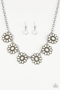 Paparazzi "Blooming Dunes" White Necklace & Earring Set Paparazzi Jewelry